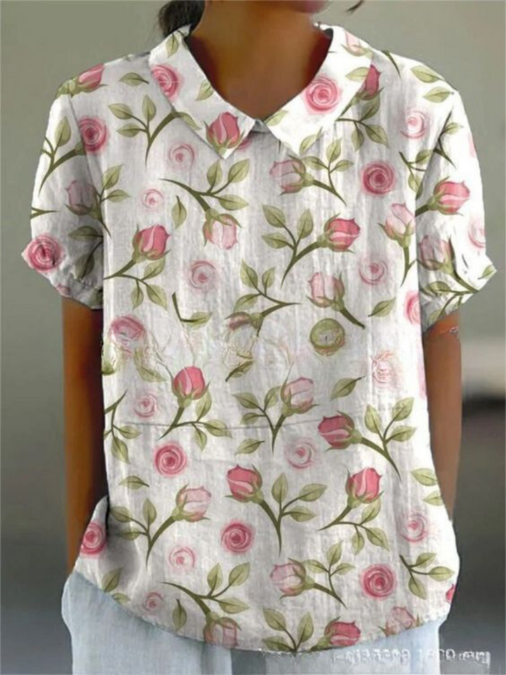 Emma | Women's Floral Print Short Sleeve Blouse, Casual Summer