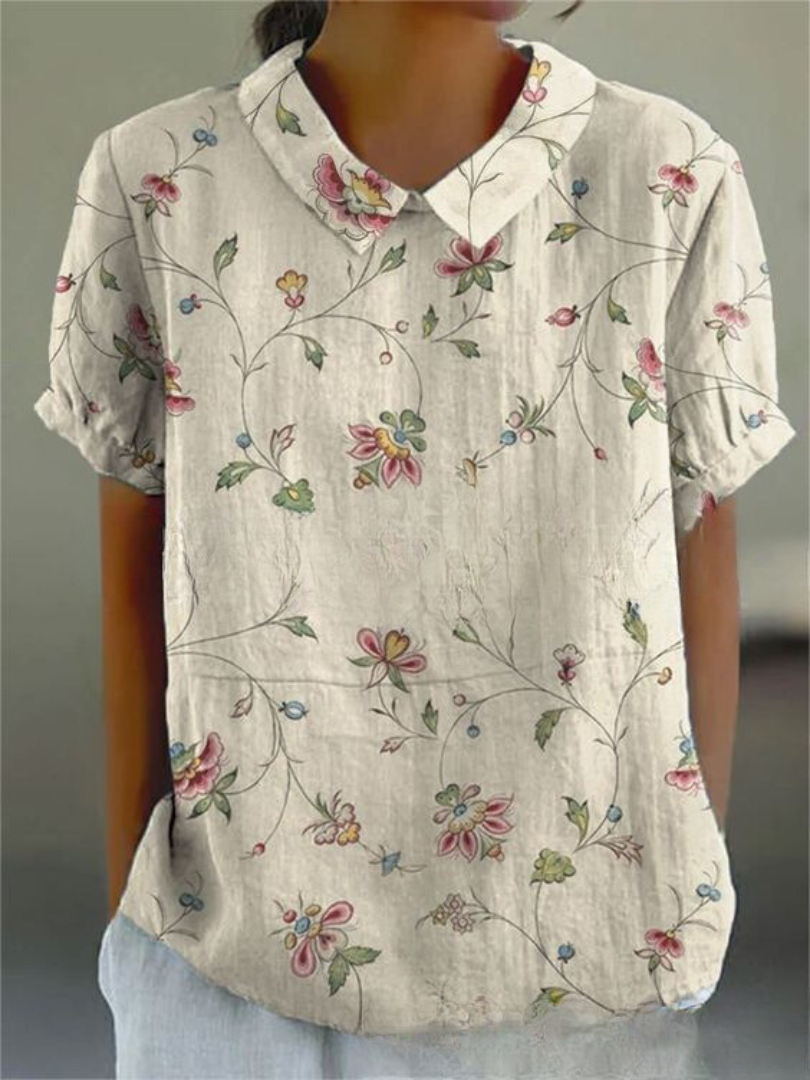 Emma | Women's Floral Print Short Sleeve Blouse, Casual Summer