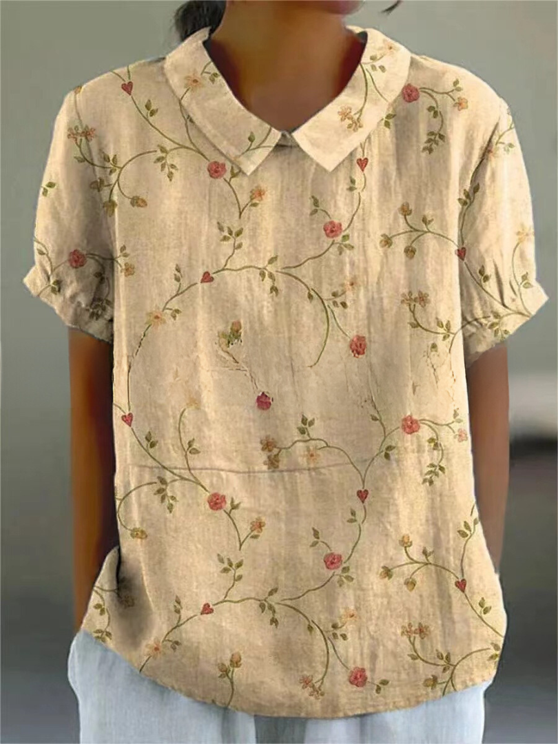 Emma | Women's Floral Print Short Sleeve Blouse, Casual Summer