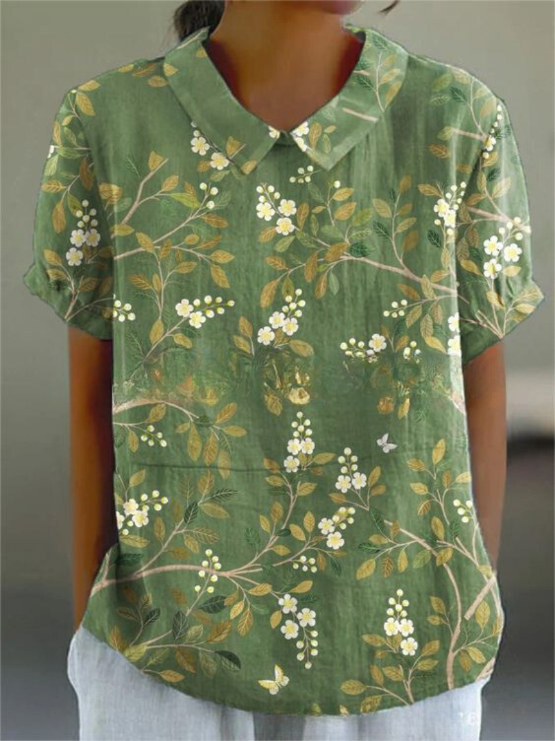Emma | Women's Floral Print Short Sleeve Blouse, Casual Summer