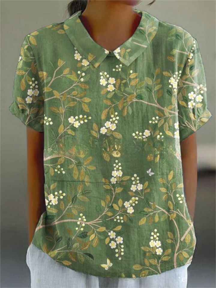 Emma | Women's Floral Print Short Sleeve Blouse, Casual Summer
