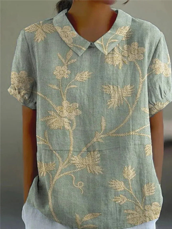 Emma | Women's Floral Print Short Sleeve Blouse, Casual Summer