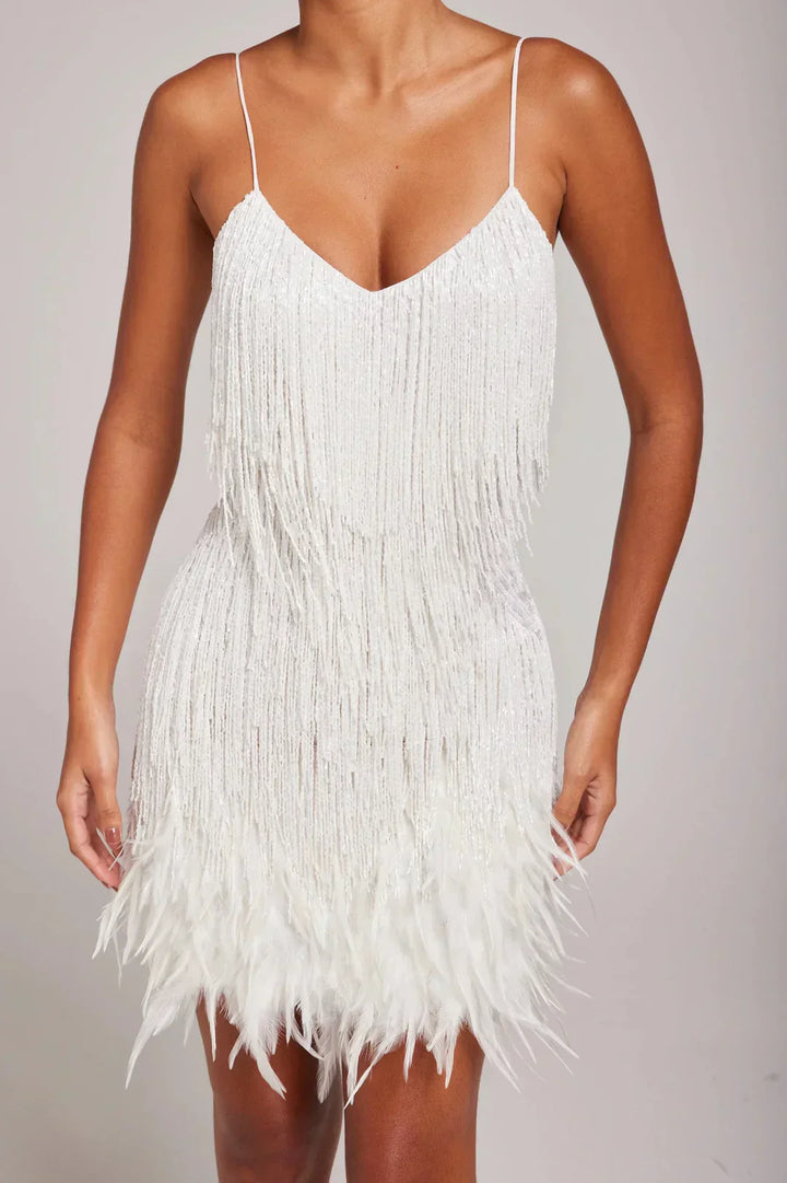 Women's Feather Fringe Mini Dress