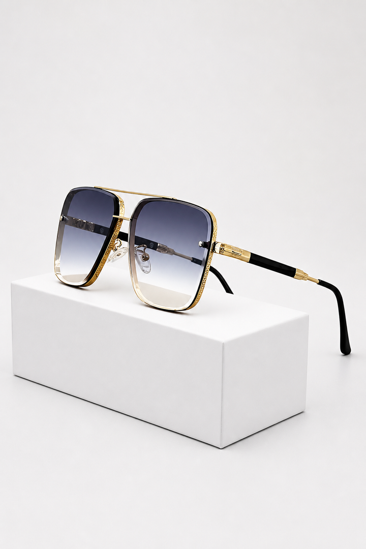 Men's Retro Gold Frame Aviator Sunglasses - UV400 Gradient Lens