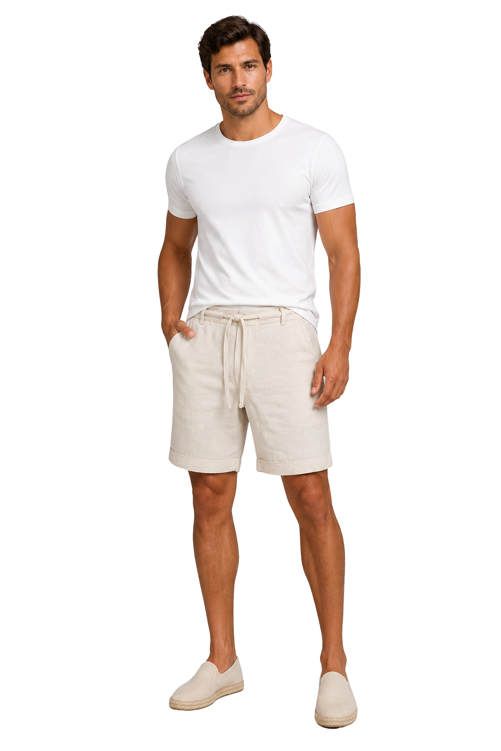 Men's Casual Linen Shorts - Summer Comfort with Drawstring Waist