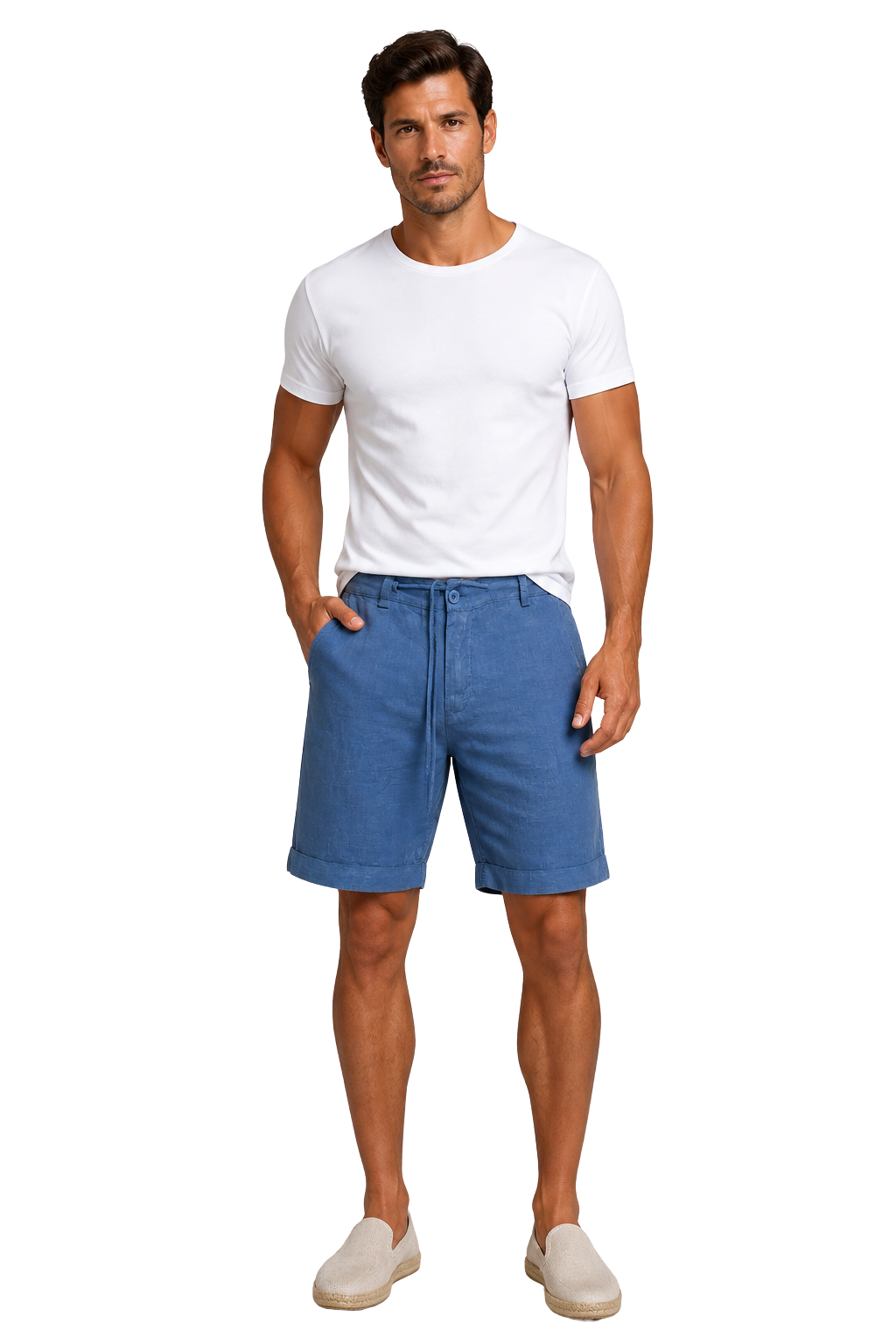 Men's Casual Linen Shorts - Summer Comfort with Drawstring Waist
