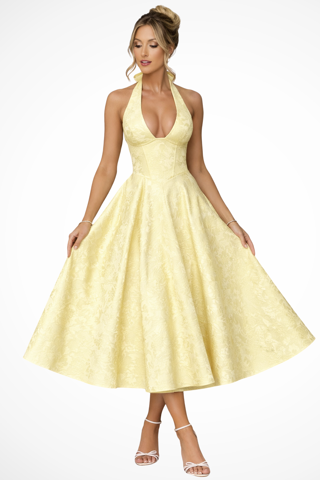 Sophia | Women's Halter Neck Backless Corset Midi Dress