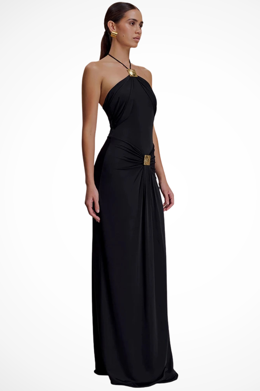 Women's Halter Neck Backless Chiffon Maxi Dress - Summer Wedding Guest