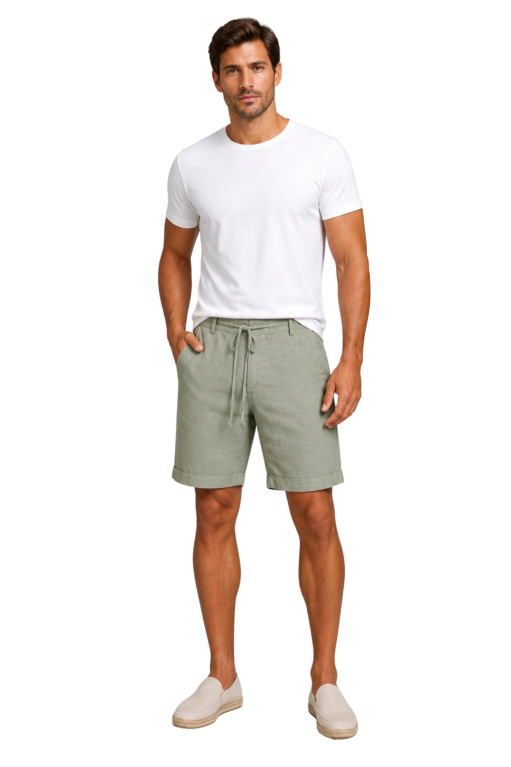 Men's Casual Linen Shorts - Summer Comfort with Drawstring Waist