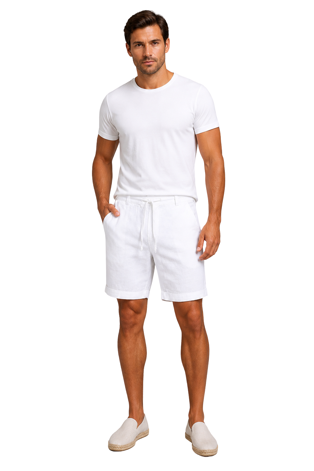 Men's Casual Linen Shorts - Summer Comfort with Drawstring Waist