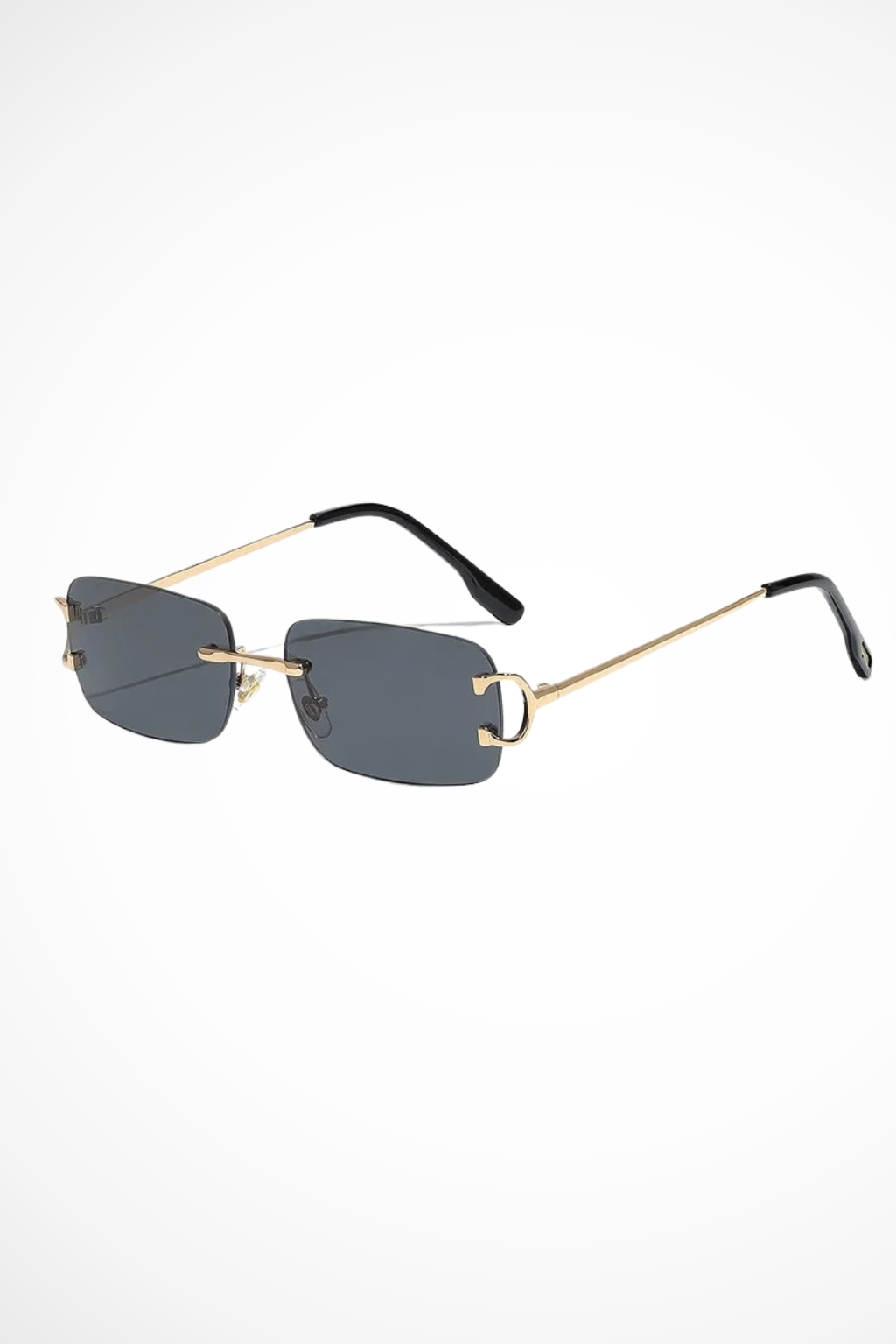 Women's Rimless Rectangle Tinted Gold Frame Sunglasses - Summer Fashion
