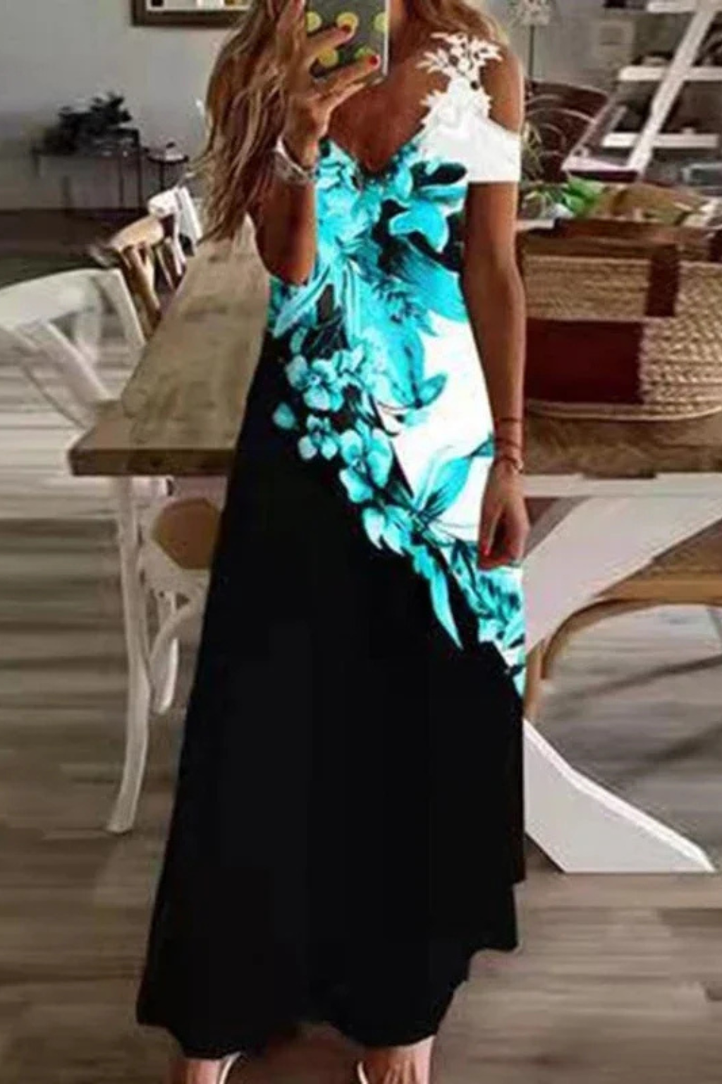 Women's Floral Chiffon Maxi Dress - Summer Casual