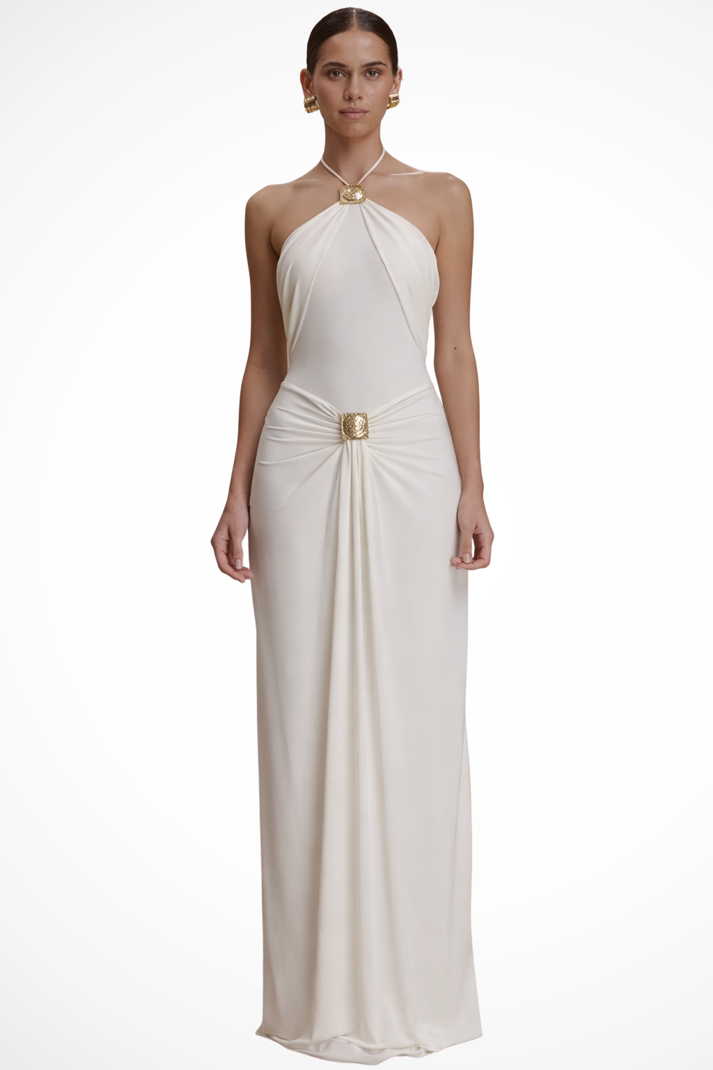 Women's Halter Neck Backless Chiffon Maxi Dress - Summer Wedding Guest