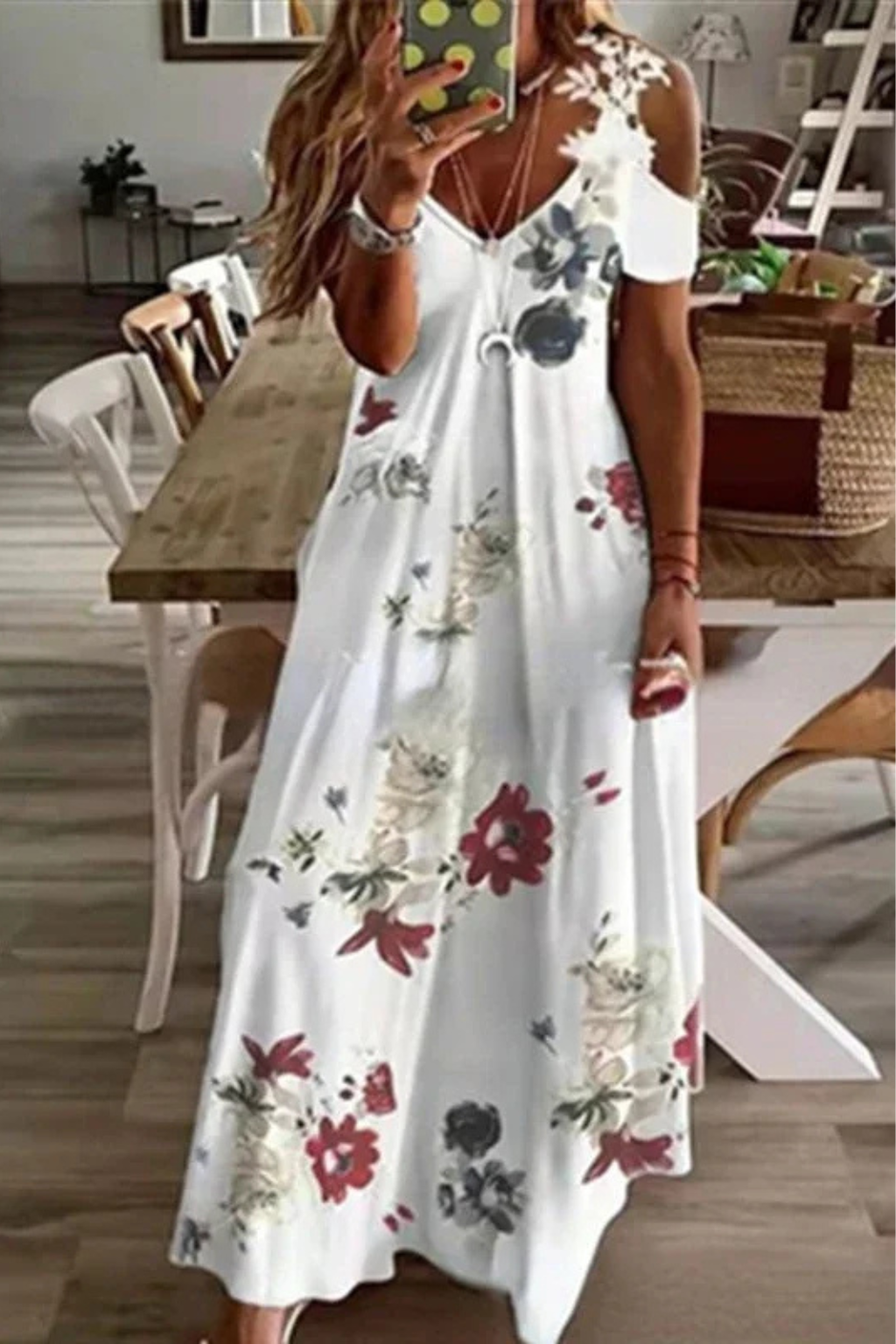 Women's Floral Chiffon Maxi Dress - Summer Casual