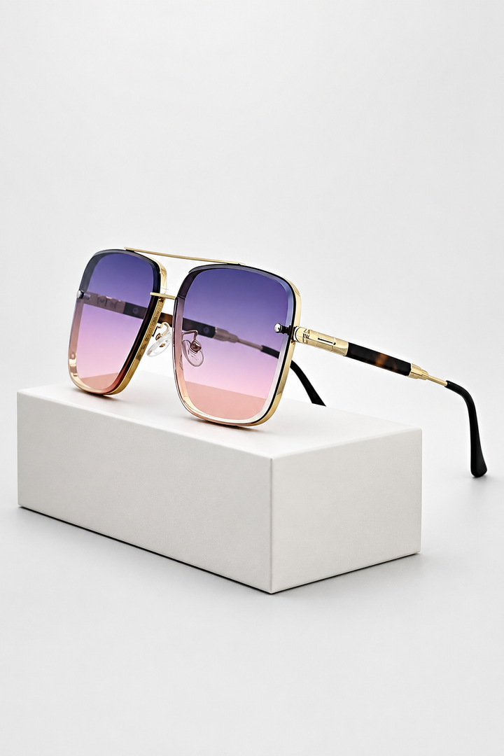 Men's Retro Gold Frame Aviator Sunglasses - UV400 Gradient Lens