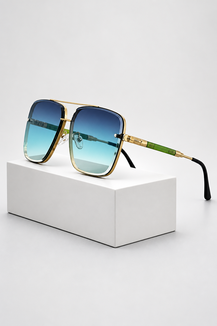 Men's Retro Gold Frame Aviator Sunglasses - UV400 Gradient Lens
