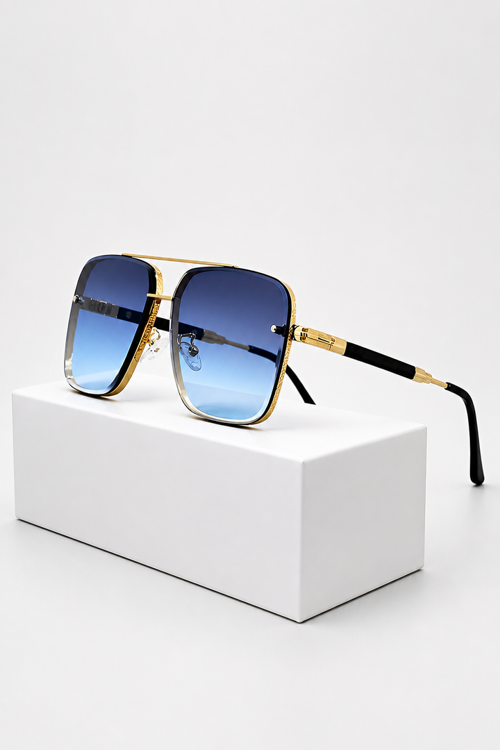 Men's Retro Gold Frame Aviator Sunglasses - UV400 Gradient Lens