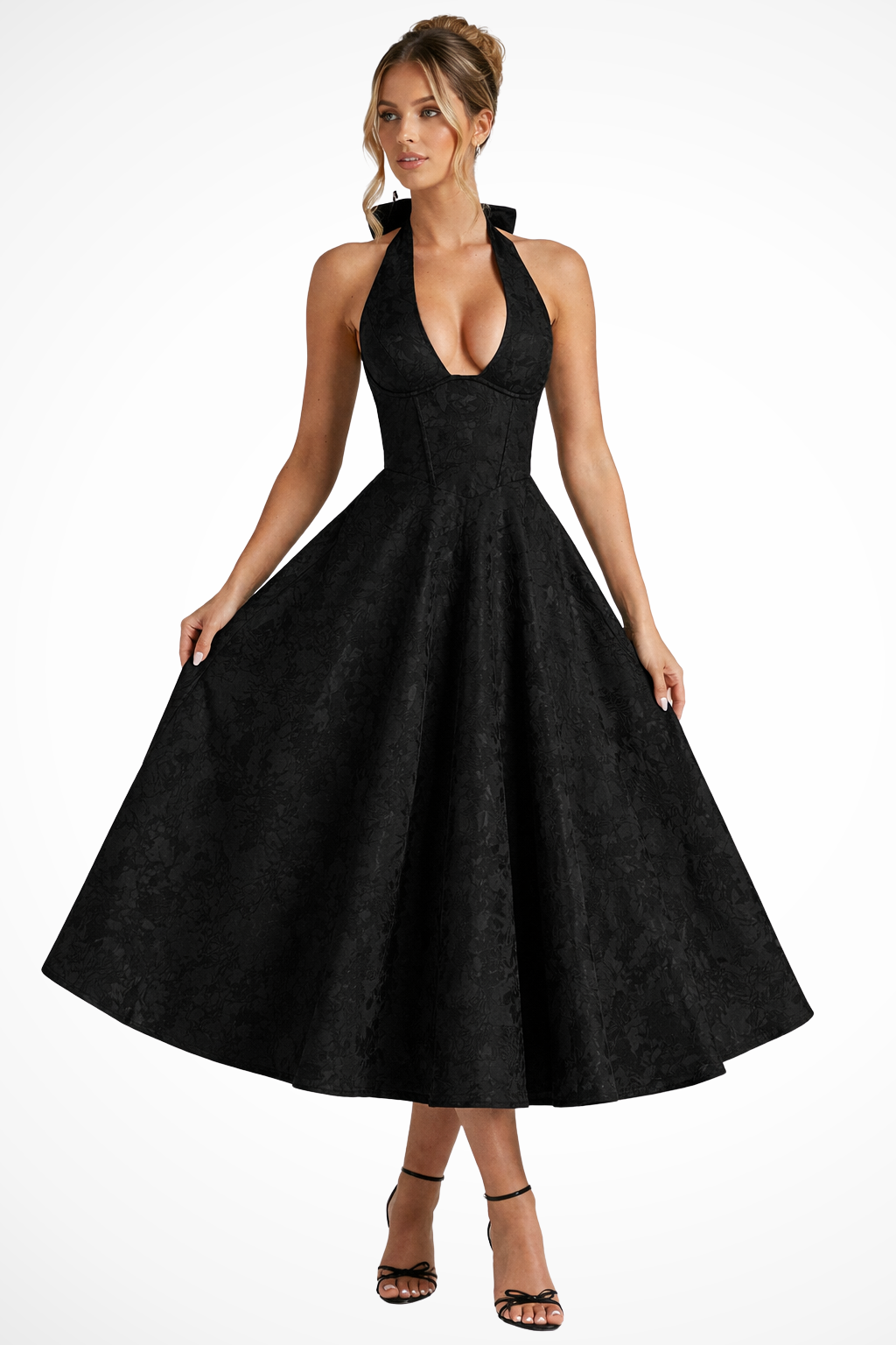 Sophia | Women's Halter Neck Backless Corset Midi Dress