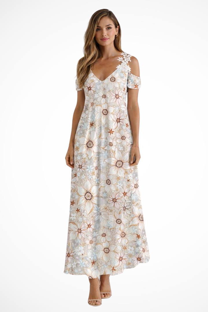 Women's Floral Chiffon Maxi Dress - Summer Casual