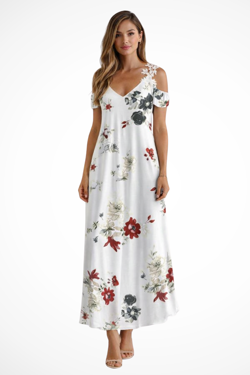 Women's Floral Chiffon Maxi Dress - Summer Casual