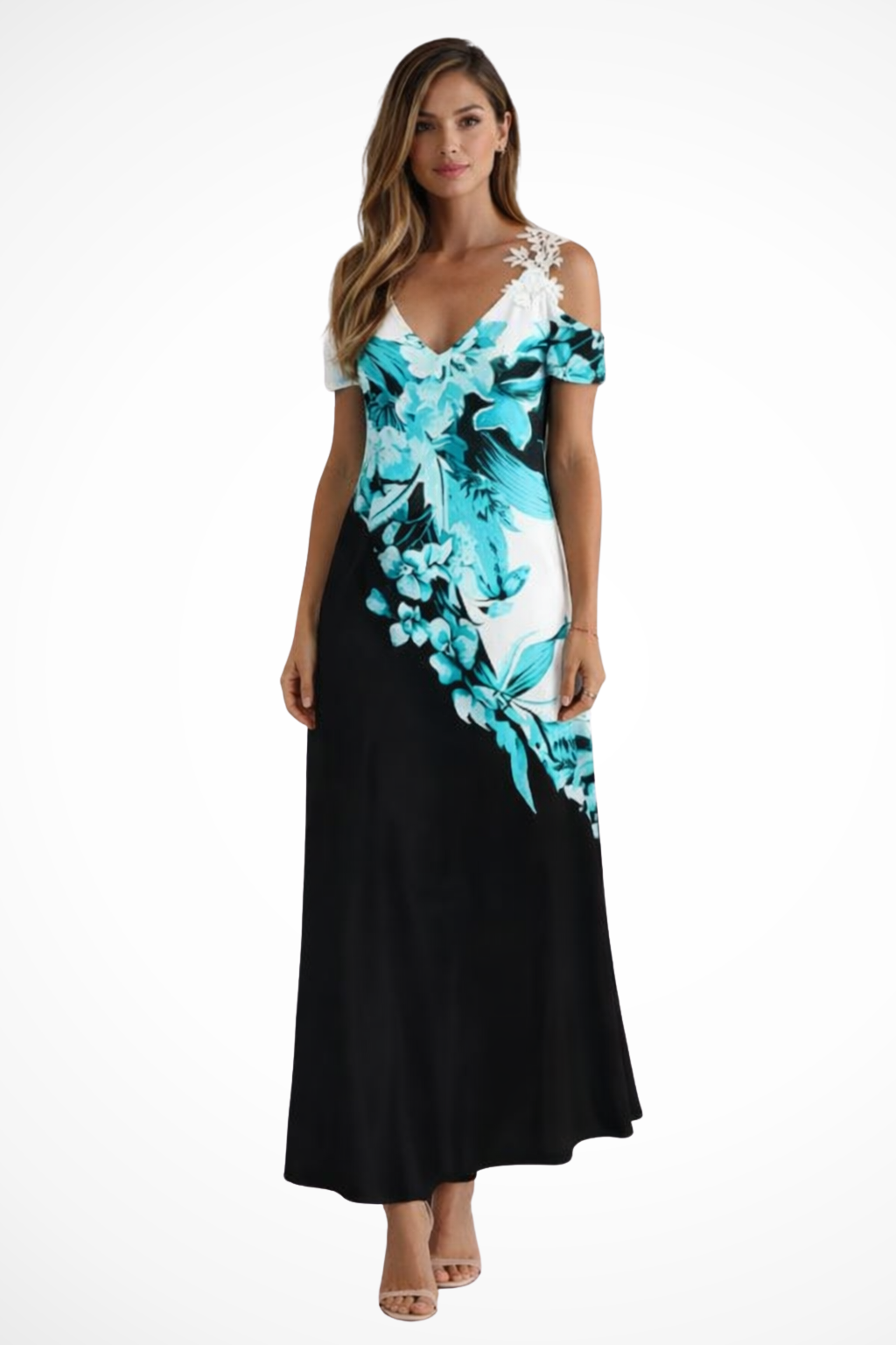 Women's Floral Chiffon Maxi Dress - Summer Casual