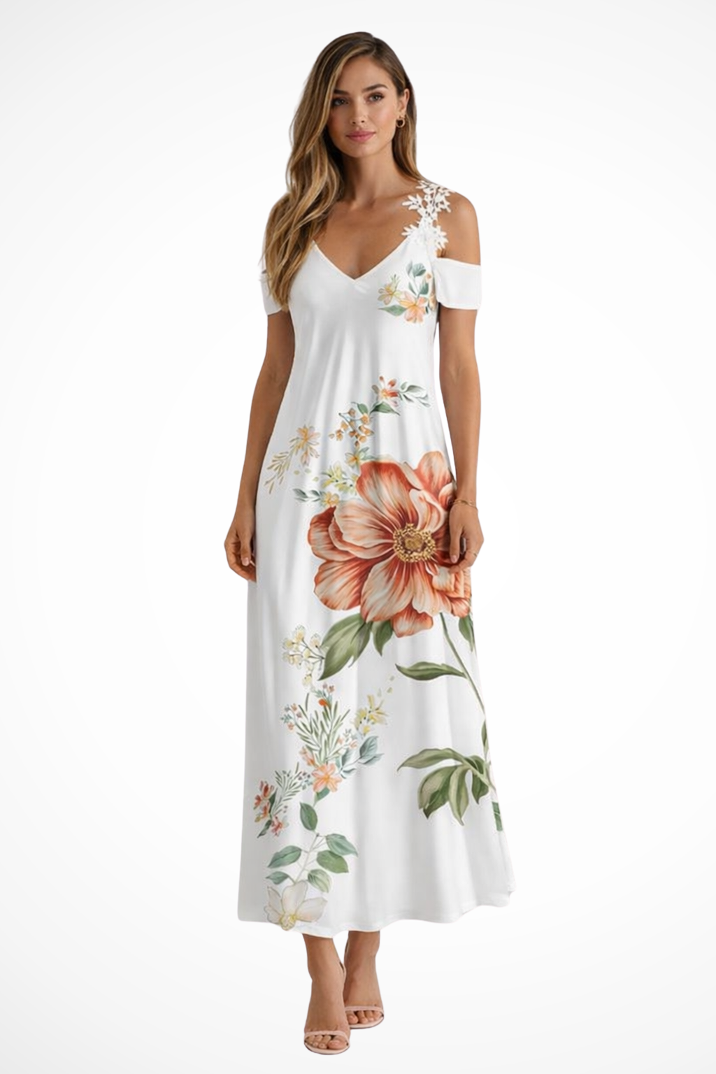 Women's Floral Chiffon Maxi Dress - Summer Casual