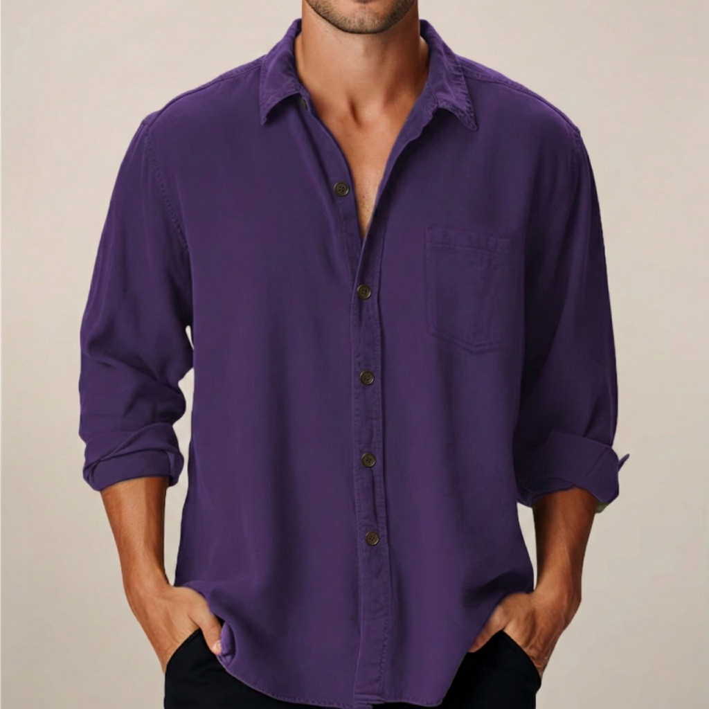 Men's Classic Long Sleeve Shirt - Regular Fit Casual Wear