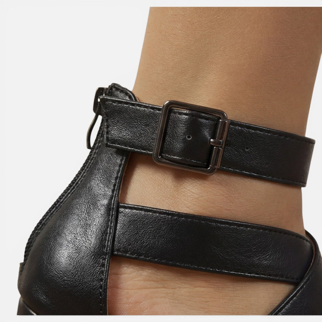 Women's Crossover Strap Block Heels - Summer Casual