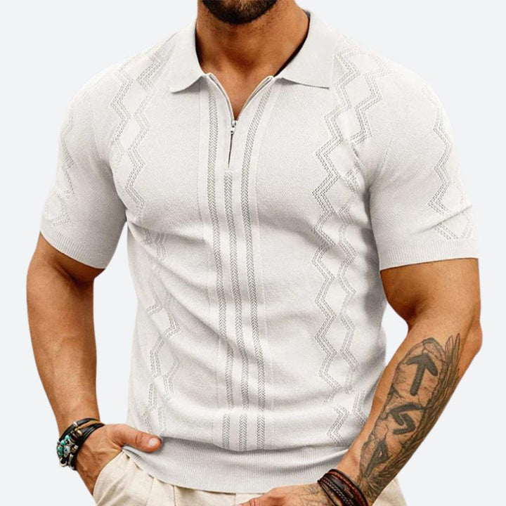 Men's Zip-Up Polo Shirt - Casual Summer