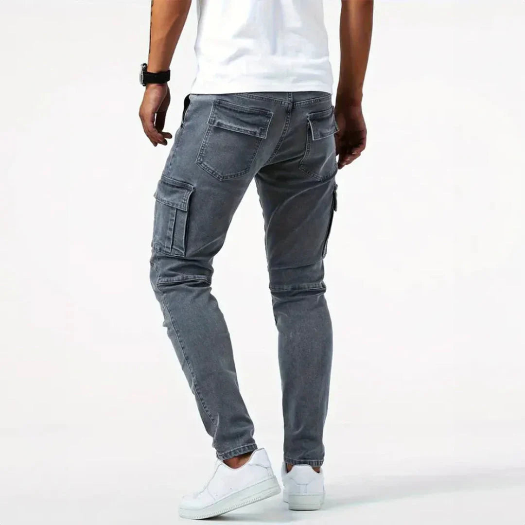 Men's Slim Fit Denim Cargo Pants - Casual Wear