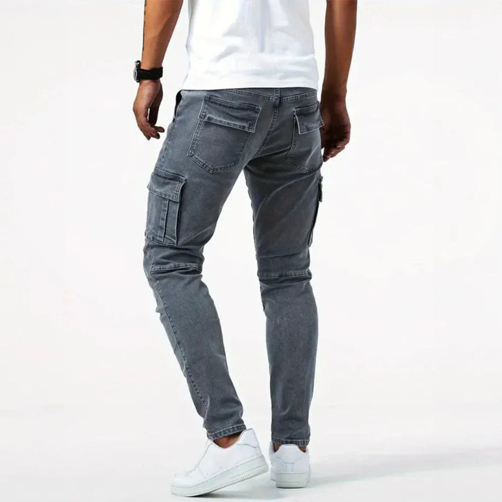 Men's Slim Fit Denim Cargo Pants - Casual Wear