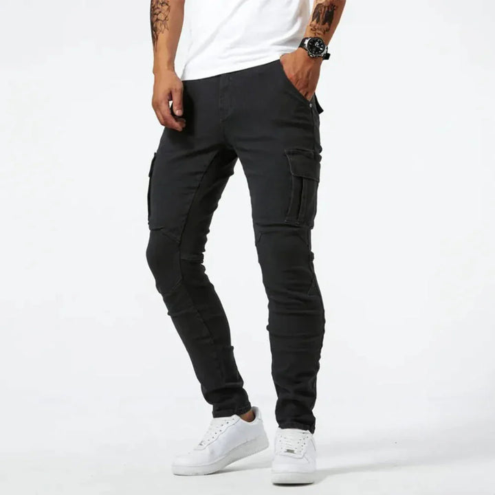 Men's Slim Fit Denim Cargo Pants - Casual Wear