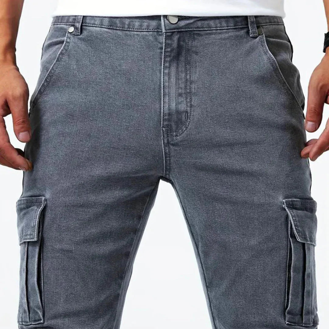 Men's Slim Fit Denim Cargo Pants - Casual Wear