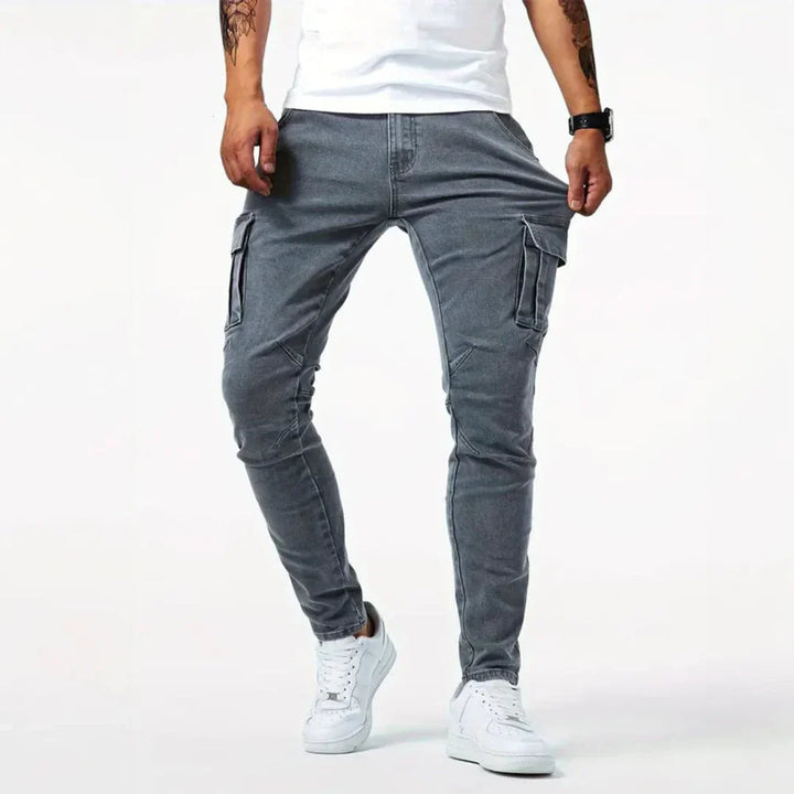 Men's Slim Fit Denim Cargo Pants - Casual Wear