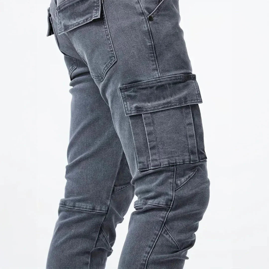 Men's Slim Fit Denim Cargo Pants - Casual Wear