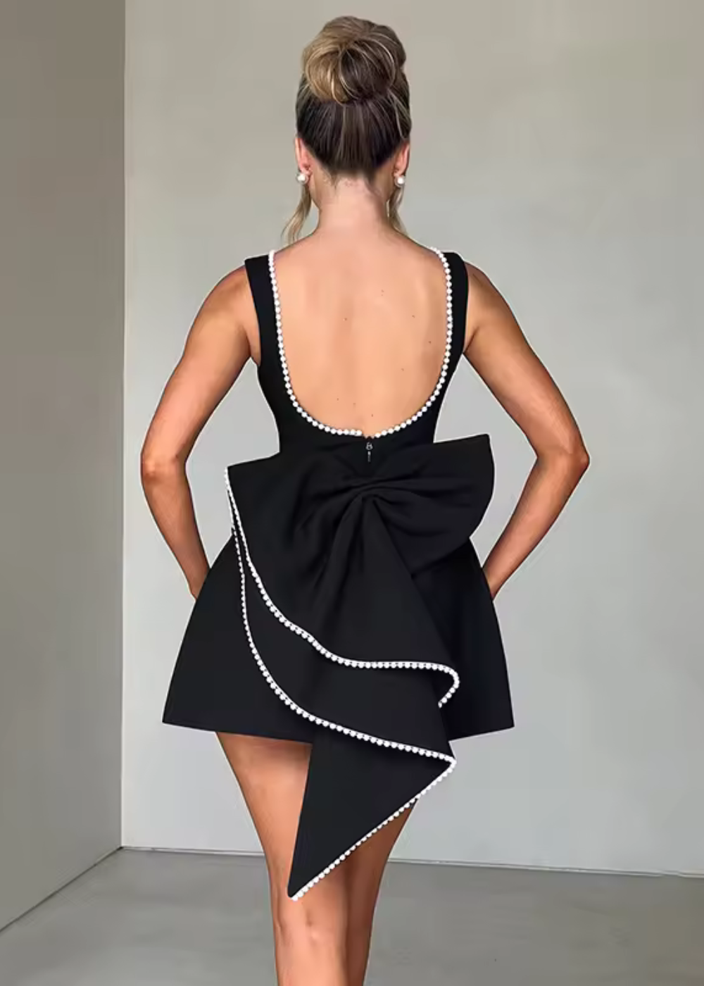 Emily | Women's Mini Dress with Pearl Detail, Evening