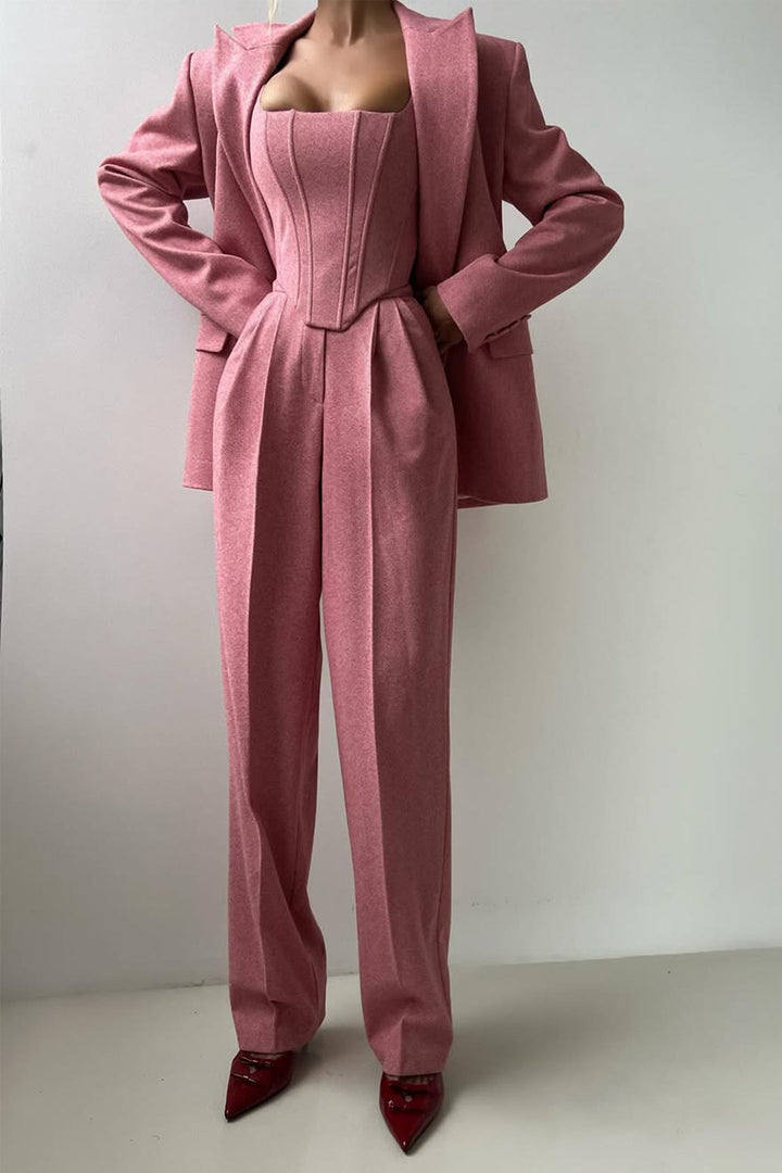 Emma | Women's Herringbone Blouse and Three-Piece Suit Set