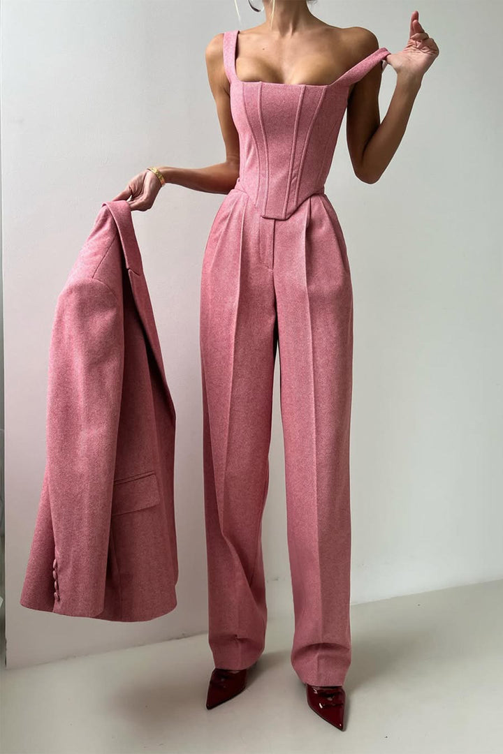 Emma | Women's Herringbone Blouse and Three-Piece Suit Set