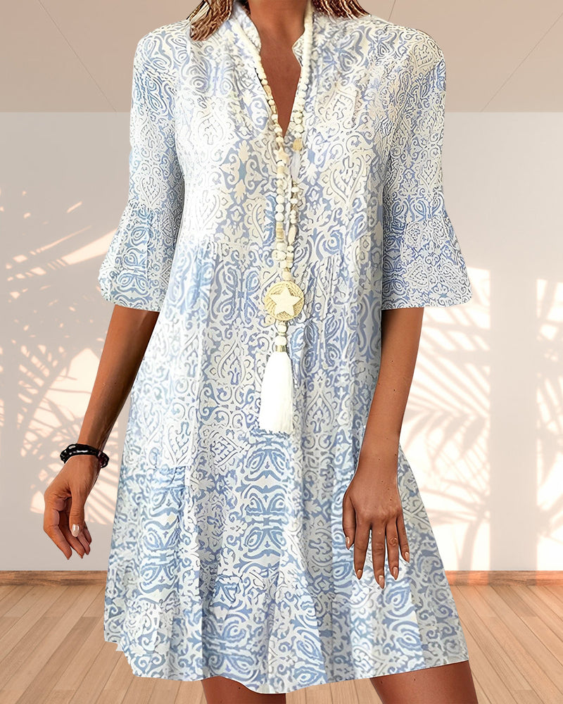 Rowley | Women's V-Neck Floral Paisley Midi Dress, Boho