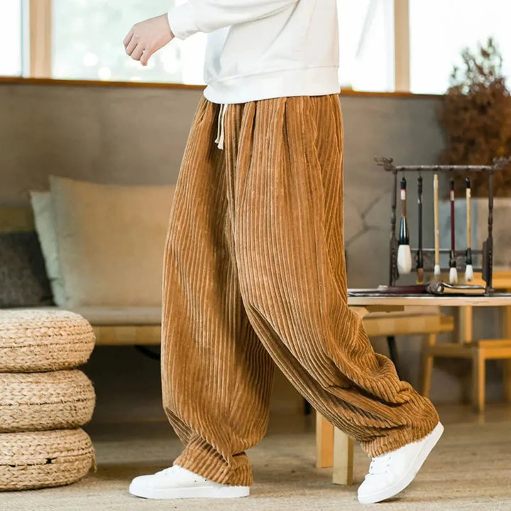 Women's Loose Fit Corduroy Pants - Casual Wear
