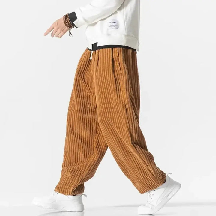 Women's Loose Fit Corduroy Pants - Casual Wear