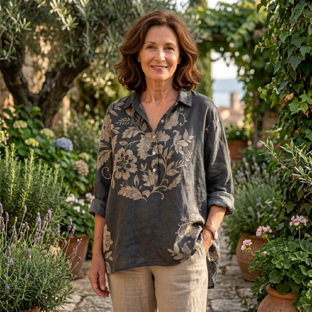 Harper | Women's Floral Linen Blouse, Spring