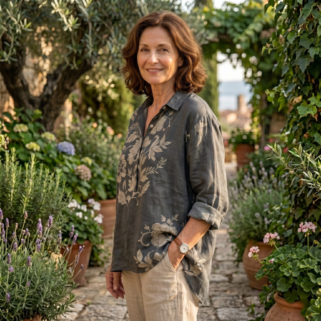 Harper | Women's Floral Linen Blouse, Spring
