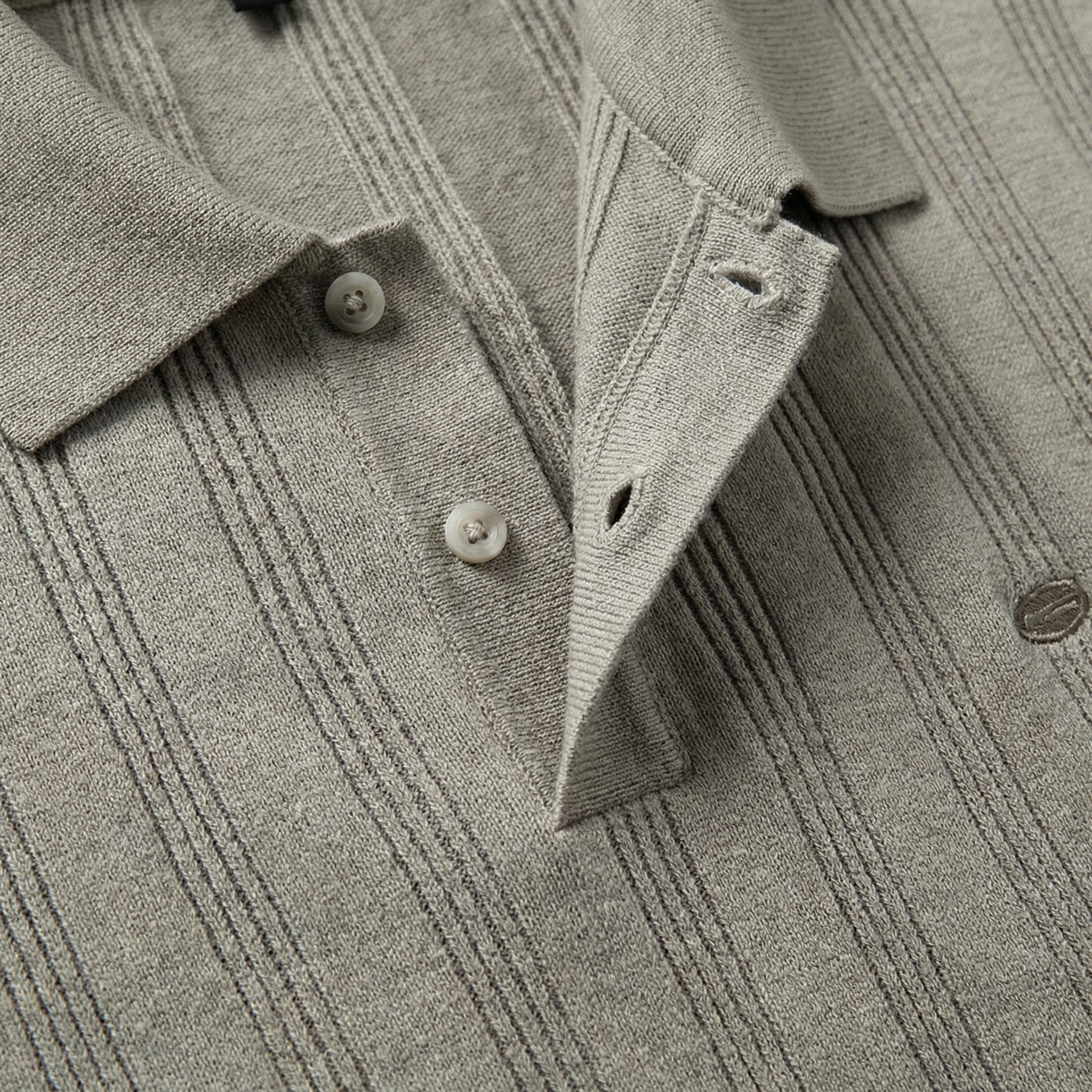 Men's Ribbed Knit Polo Shirt - Casual Summer