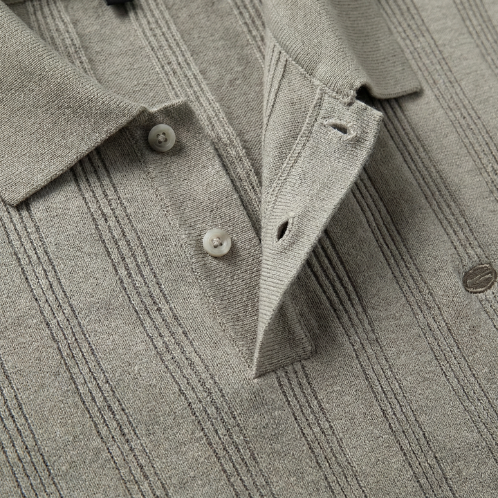 Men's Ribbed Knit Polo Shirt - Casual Summer
