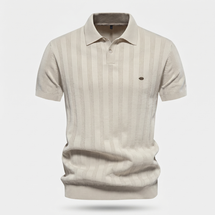 Men's Ribbed Knit Polo Shirt - Casual Summer