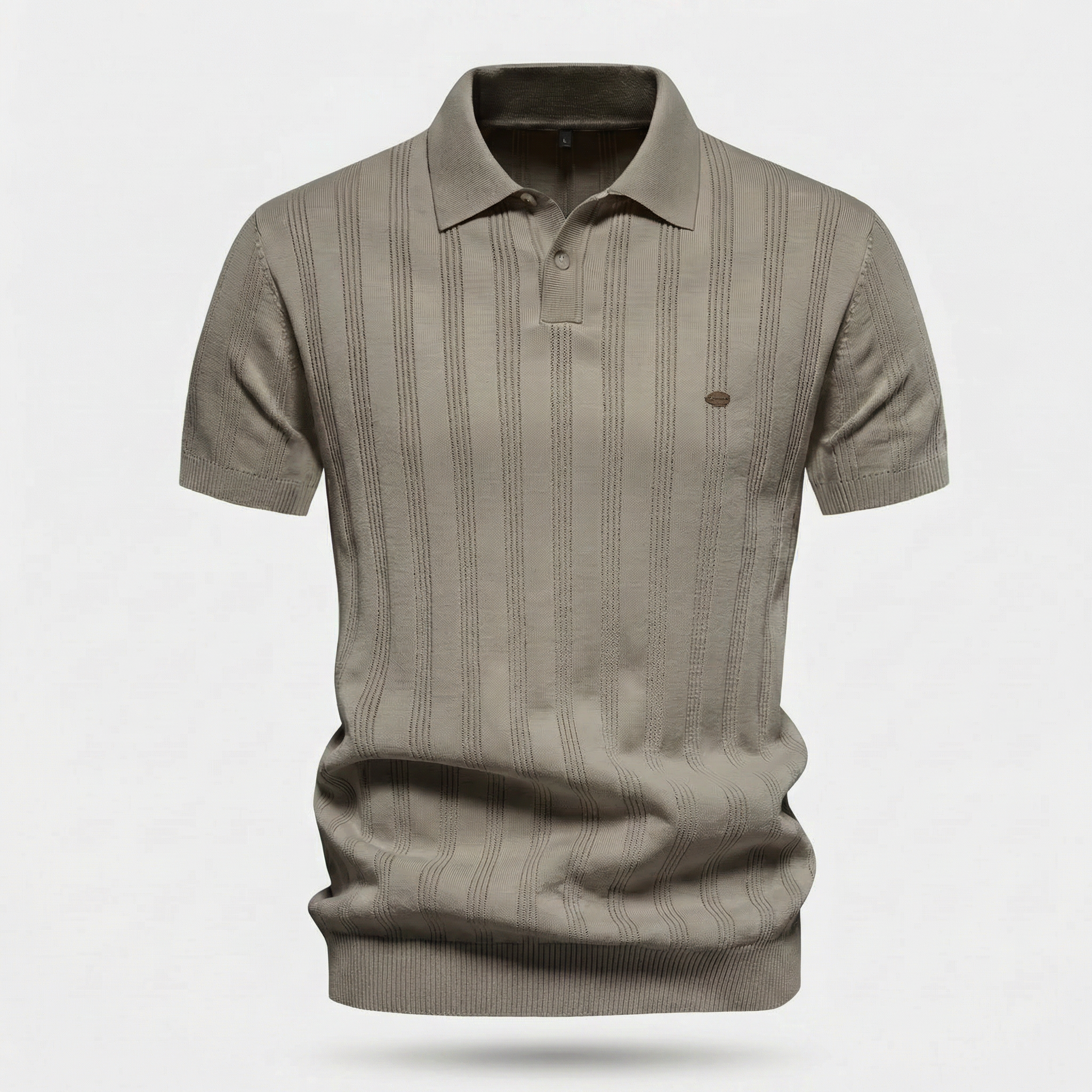 Men's Ribbed Knit Polo Shirt - Casual Summer