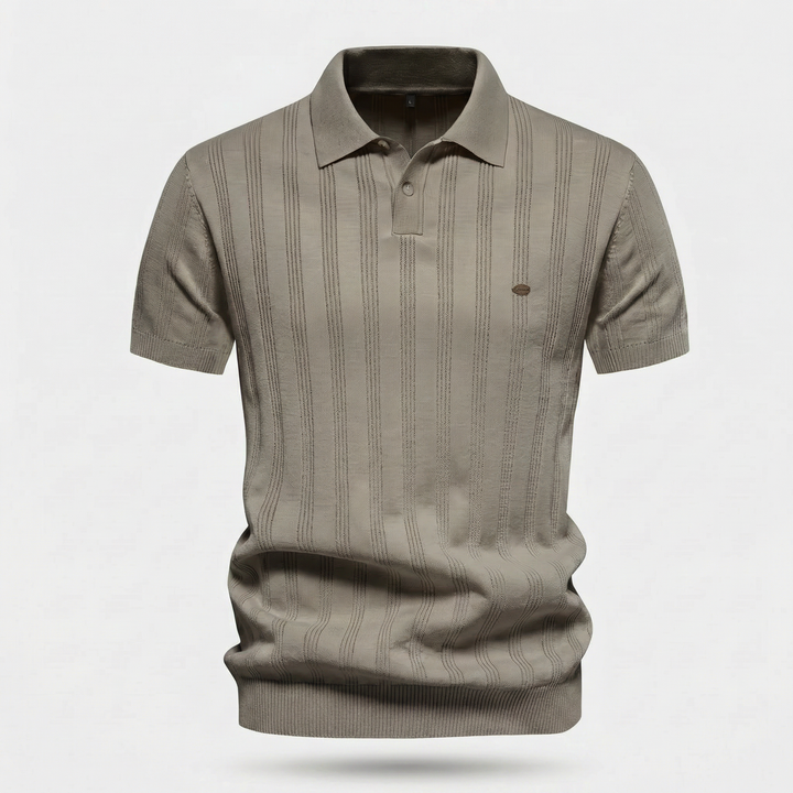 Men's Ribbed Knit Polo Shirt - Casual Summer