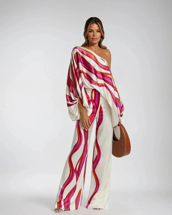 Emily | Women's Silk Blouse and Pants Set, Casual Outfit