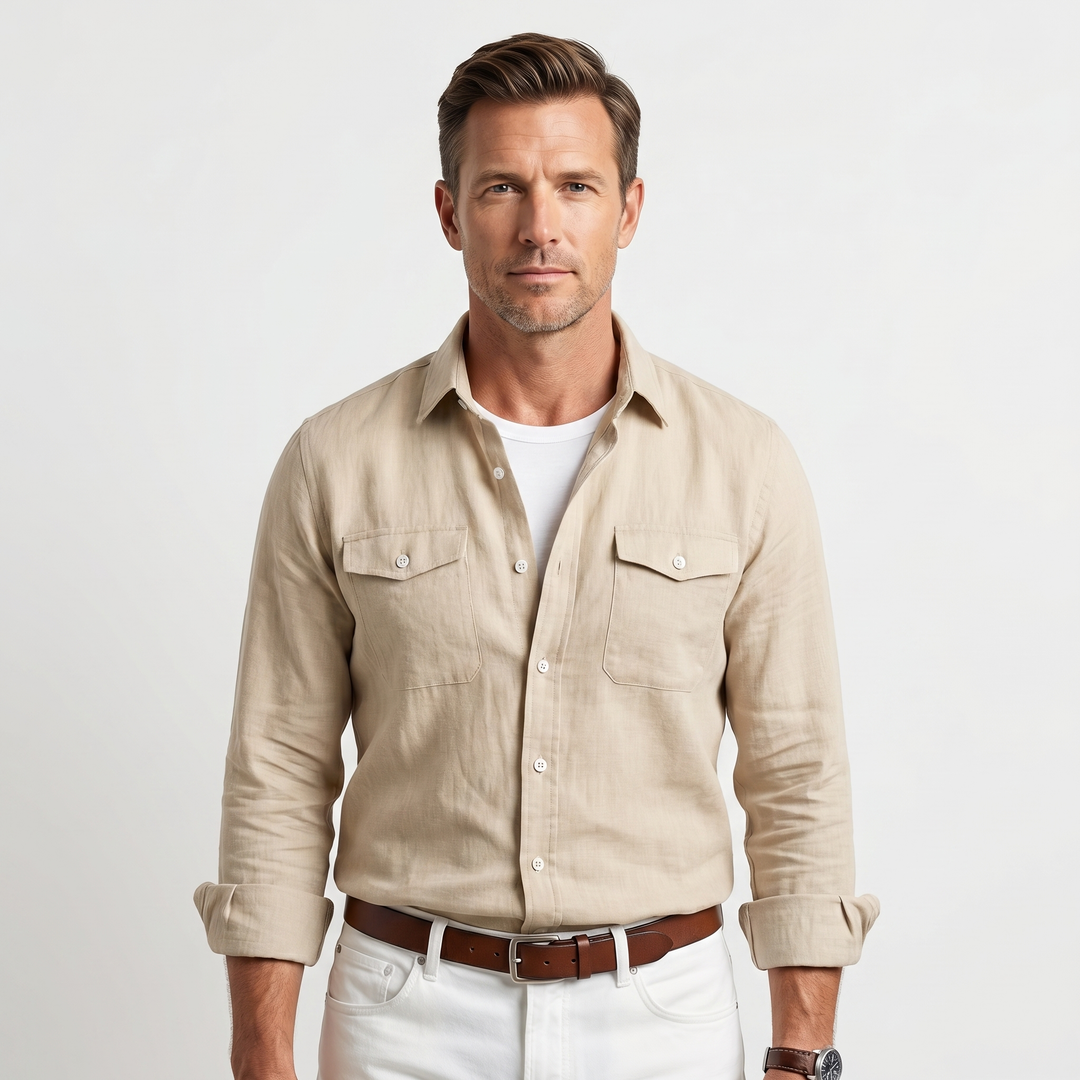 Men's Casual Relaxed Fit Linen Overshirt - Summer Lightweight